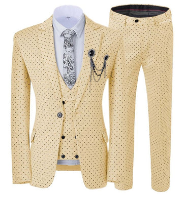 Aidase Mens suits Wave point Three Pieces Men Dress Suits Casual Commuter office business suits For Wedding(Blazer+Vest+Pants) aidase-shop